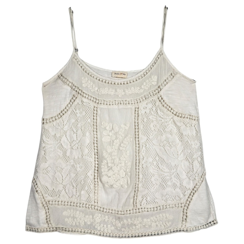 Meadow Rue Anthropologie Lace Crochet Tank Top Ivory Boho S‎